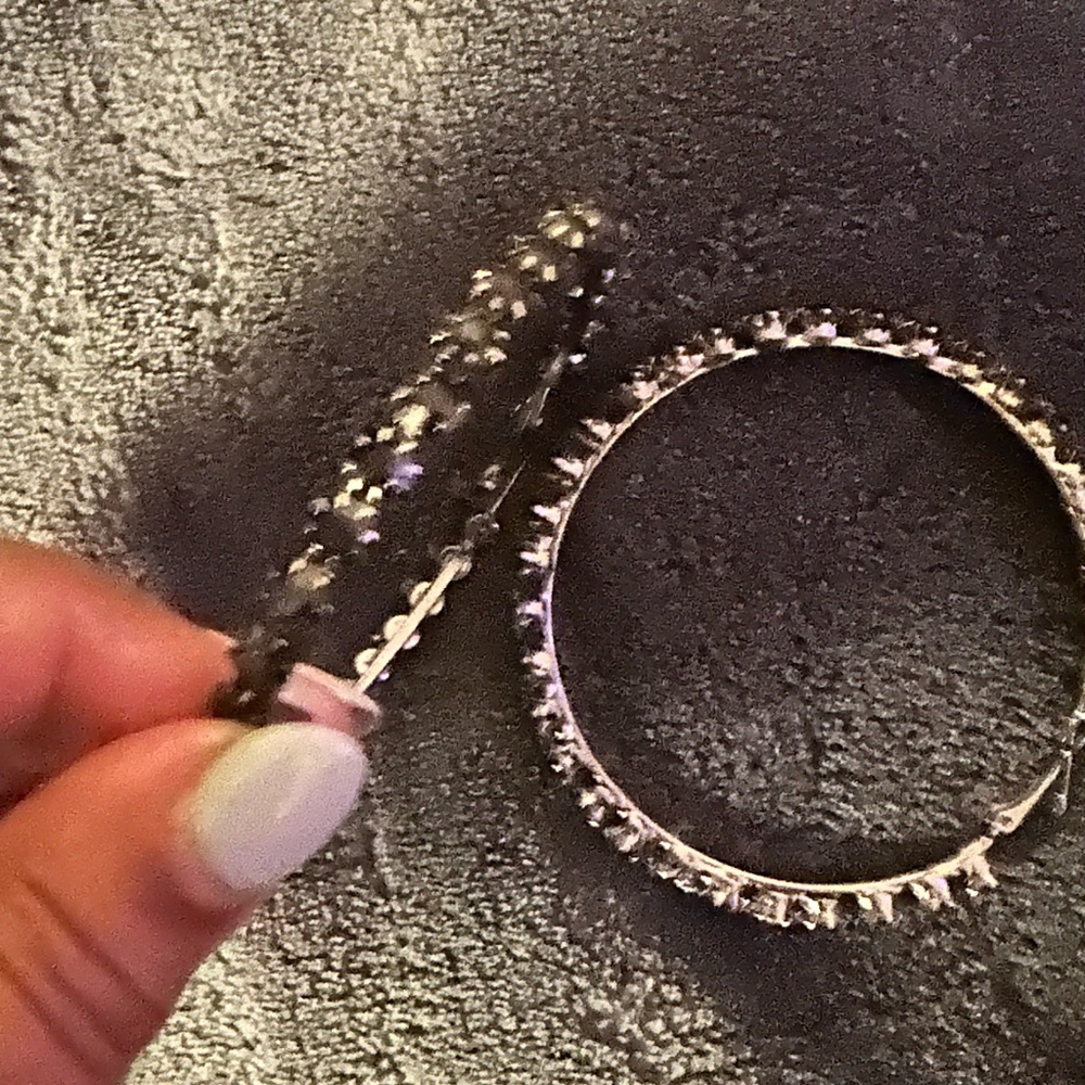 Hoop Mobb large black tennis hoop earrings